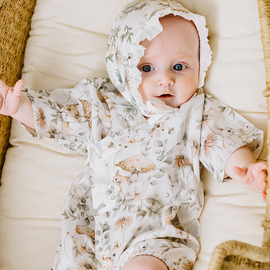 oakfamily婴儿夏季纱布，新生儿连体衣百天宝宝包屁衣