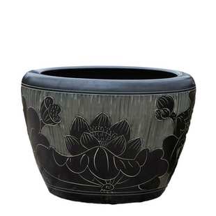 景德镇陶瓷缸1米养鱼缸仿古古铜超大水缸荷花睡莲室外庭院种树缸