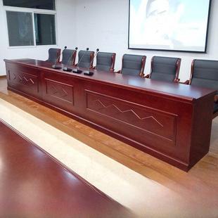双人演讲台中式风主席台主持胡桃色发言台油漆贴木皮会议室桌椅