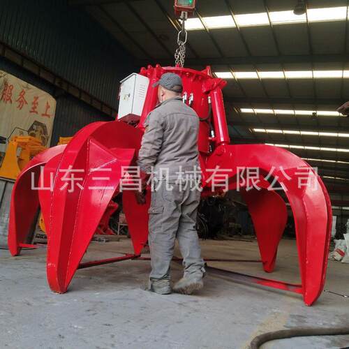 供应电控行车抓钢材木材五w瓣棉花抓5瓣J抓钢机碎石废料梅花抓