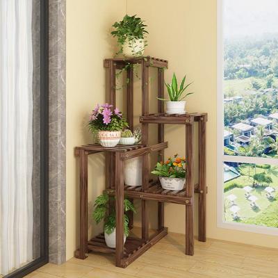 H地&实木阳转角花架室外落zjhj-11多多肉大花盆架墙台角层小型植