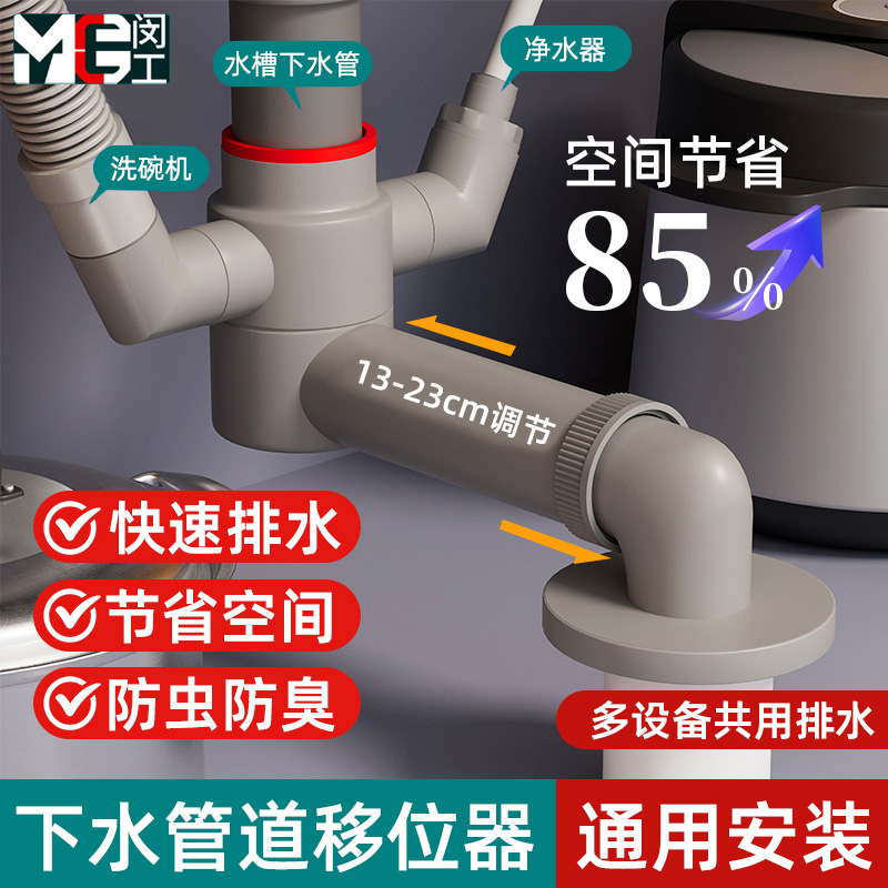 厨房下水管三通分水阀前置过滤器排水管道洗碗机净水器多功能接头