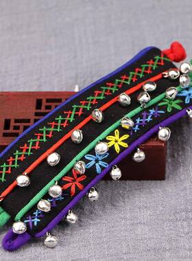 民族风布艺手链铃铛花朵手工编织复古饰品特色女士手链民族