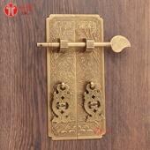 柜木门吊牌插销把手 门条橱柜鞋 中式 彷古纯铜柜门刻花直条拉手明装