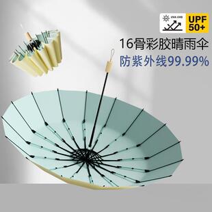 32骨彩胶遮阳伞木柄新中式复古16双骨防晒防紫外线折叠晴雨伞