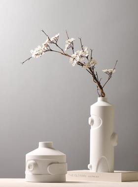 北欧白色花瓶客厅创意插花磨砂花器简约现代酒柜茶几装饰陶瓷摆件