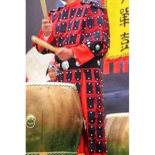 高档古装 汉服演出成人盔古代将军甲铠甲岳飞花色木兰红红色士兵舞