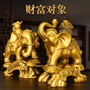 黄铜大象摆饰财富对象纯铜葫芦象钱袋象家居客厅玄关装饰旺福吉祥