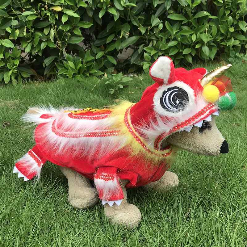 厂家狗狗衣服舞狮变身装 泰迪秋冬搞笑喜庆中式新年宠物衣服