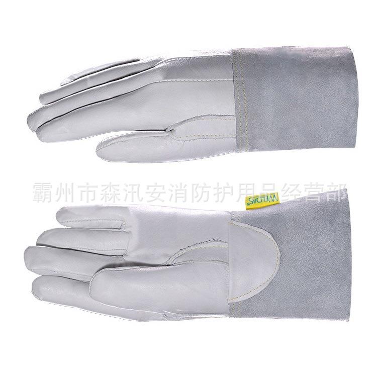 上等牛青皮中袖筒款隔热手套 加长防冻工业防护手套 焊接电焊手套