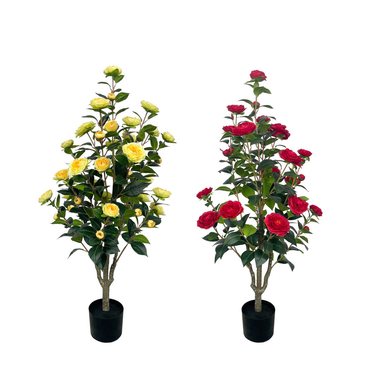 仿真树绿植茶花枝仿真茶花树摆件室内创意桌面假花绿植装饰