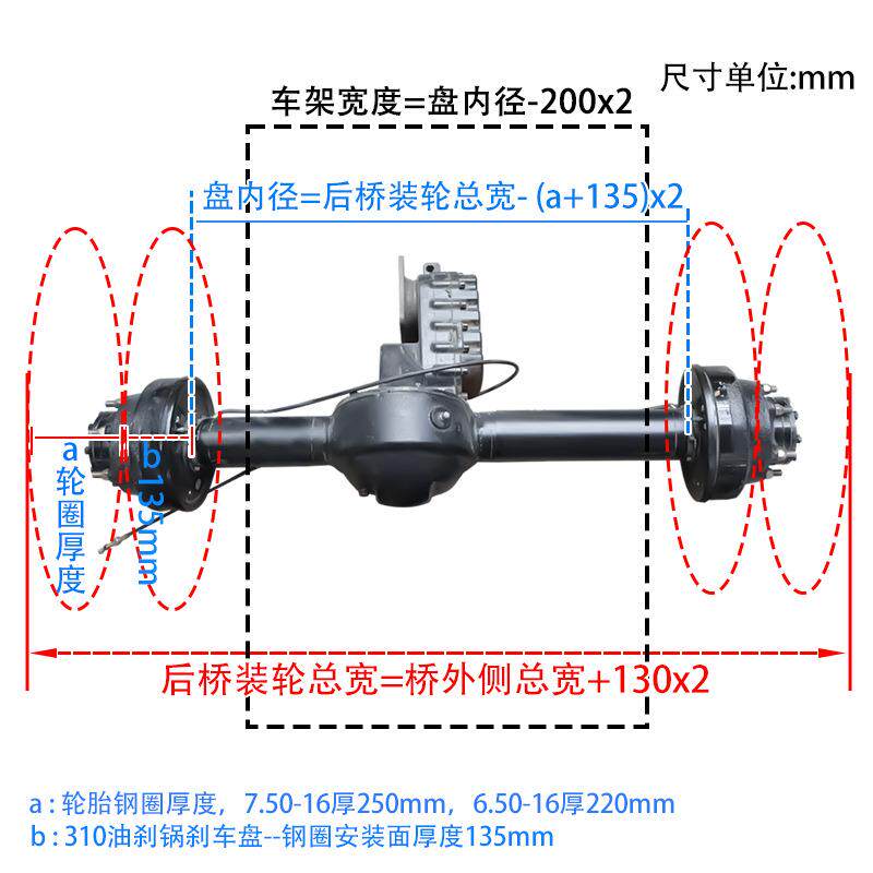 电动叉车重型油刹四轮车双轮后桥低速载重4吨5kw驱动车桥新能源