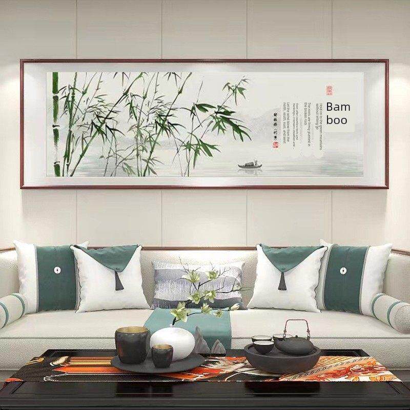 竹报平安国画山水画客厅挂画新中式办公室装饰沙发背景墙壁画竹子