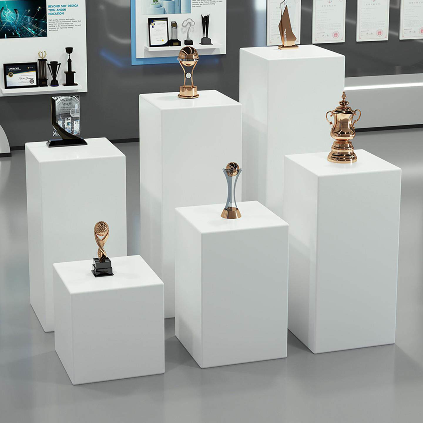 白色木质烤漆展台文化美术馆陈列摆放展览学校公司商品产品展示台