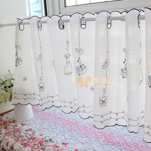 小清新成品咖啡帘半帘儿童房穿杆短门帘纱帘厨房小窗帘整体橱柜帘