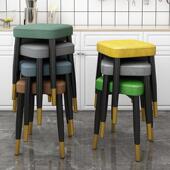 家用可放方凳胶板凳现代简餐桌叠轻奢凳626子创约意椅子客厅小矮