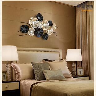 欧式轻奢现代金属荷叶壁饰创意墙面装饰品背景墙壁挂立体铁艺挂饰