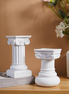 罗马柱摆件花架婚庆树脂展示台摆台欧式边几复古装饰石膏罗马柱