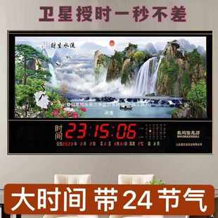新款 萬年歷更電子鐘表掛墻家合金流水生財插電 數碼