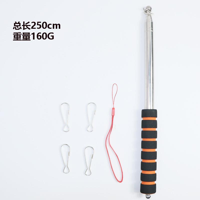 跨境3米2.5米带钩子不锈钢伸缩旗杆户外旗杆加厚款伸缩导游杆