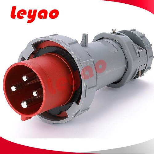 工业插头防水防尘防雨插头6402 4P63A IP67四孔明装380V工业插头