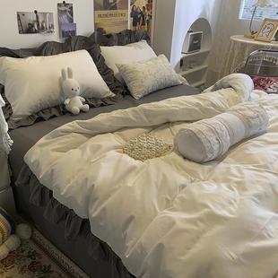 床i上用品四件子套舍床品床单人被套三 宿花边床裙款 正品 ns格韩版