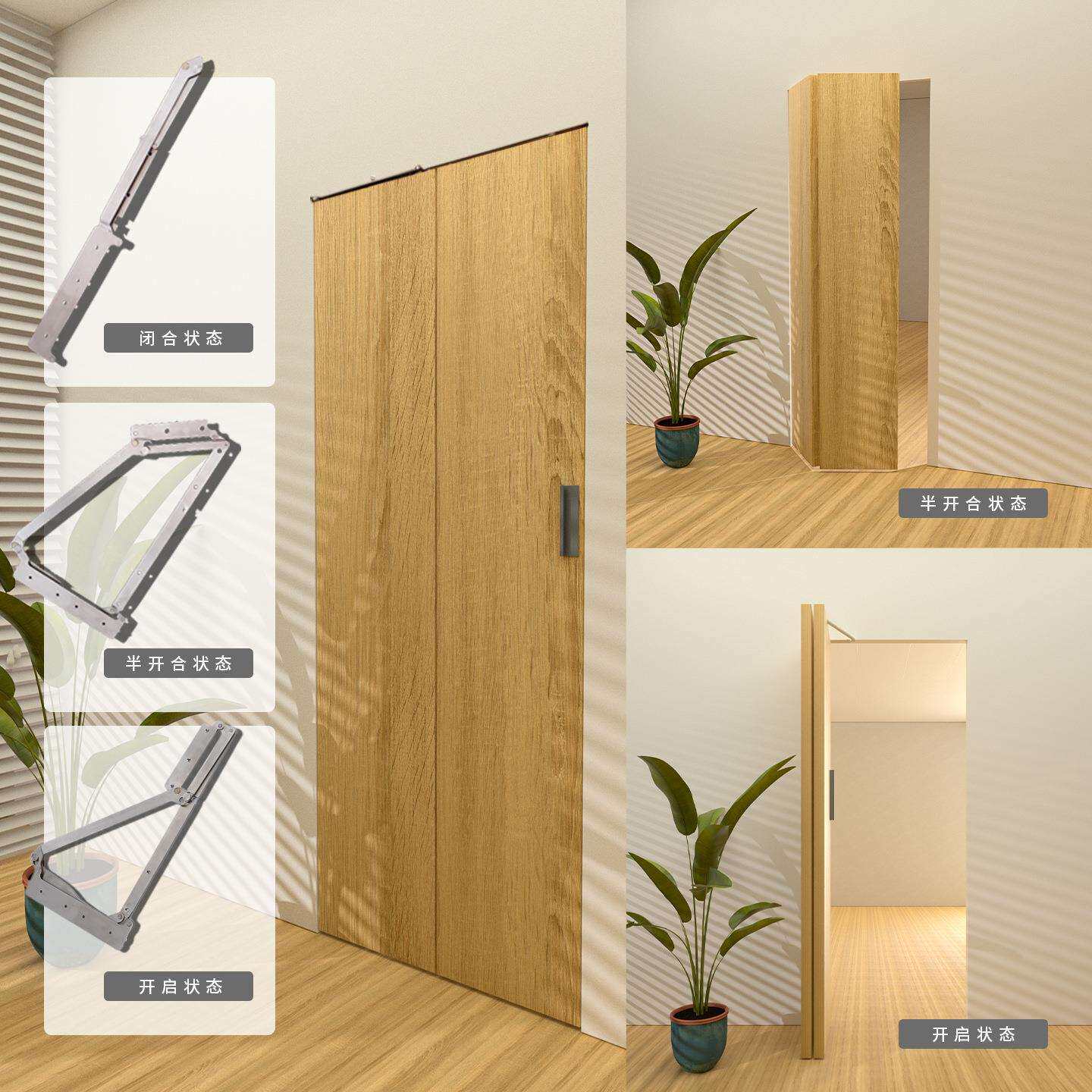 90度折叠门五金配件木门推拉门卧室卫生间无下轨不锈钢铰链折页