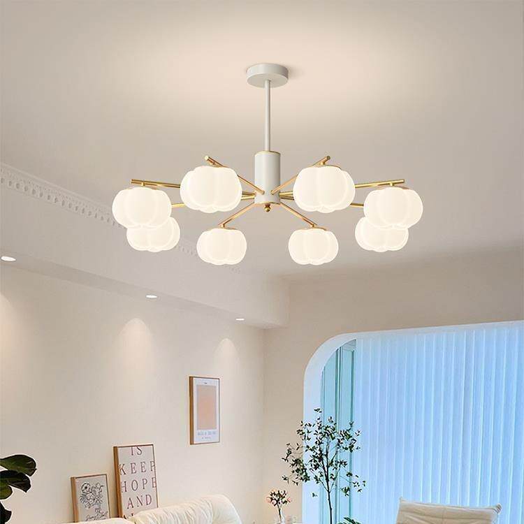 客厅吊灯原木东奶油风广中灯具全屋套餐组合大山厅518主棉灯花柿