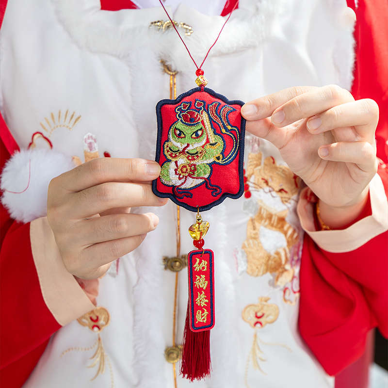 蛇年刺绣香囊艾叶香包袋古风随身襟步汉服腰佩流苏醒狮平安车挂件