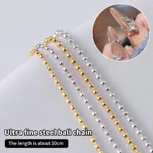 0.8/1mm Nail Steel Ball Chain Multi-Designs Gold/Silver