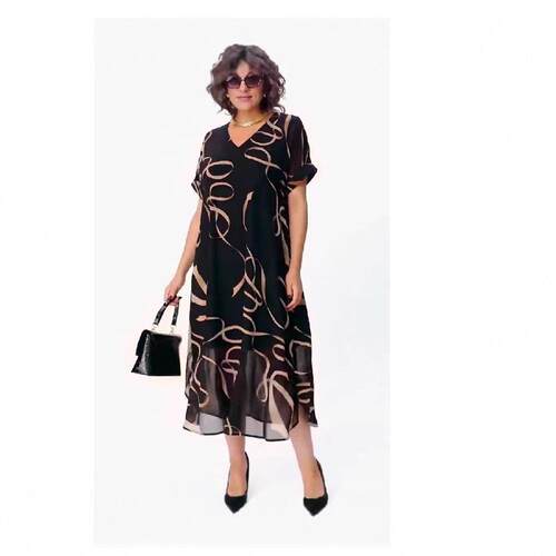 Printed collar dress, plus size women's mid length skirt