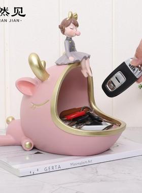 ins创意钥匙收纳卡通海洋动物可爱女孩客厅玄关杂物桌面装饰摆件