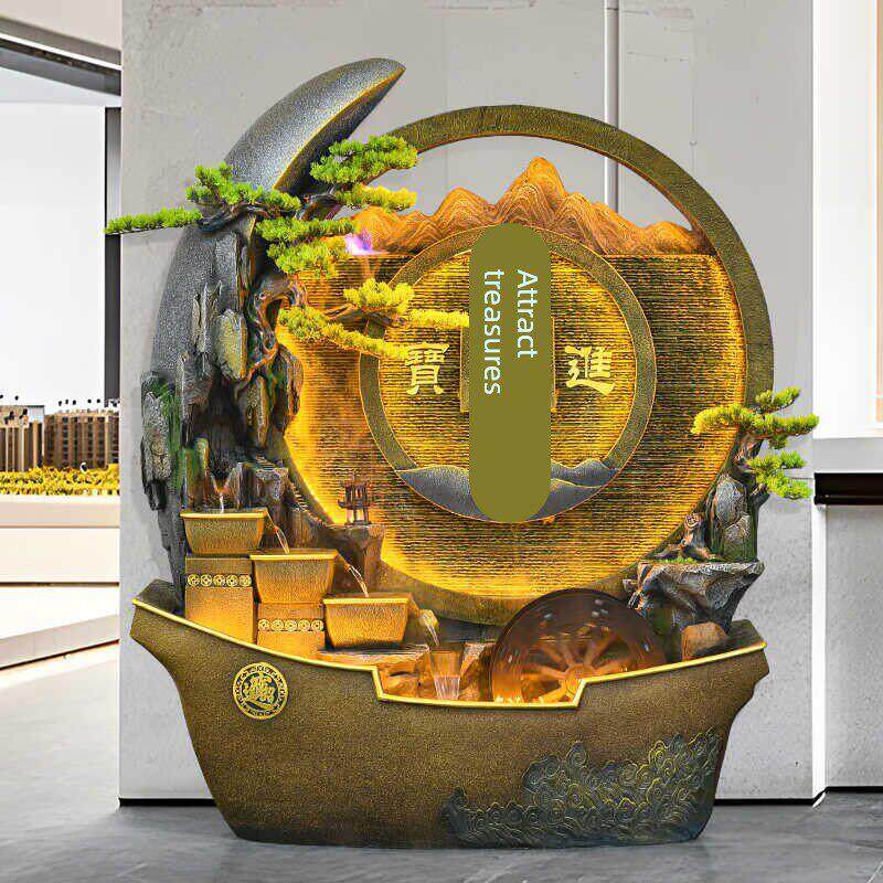 水幕墙流水屏风隔断公司背景室内外别墅庭院假山鱼池景观装饰摆件