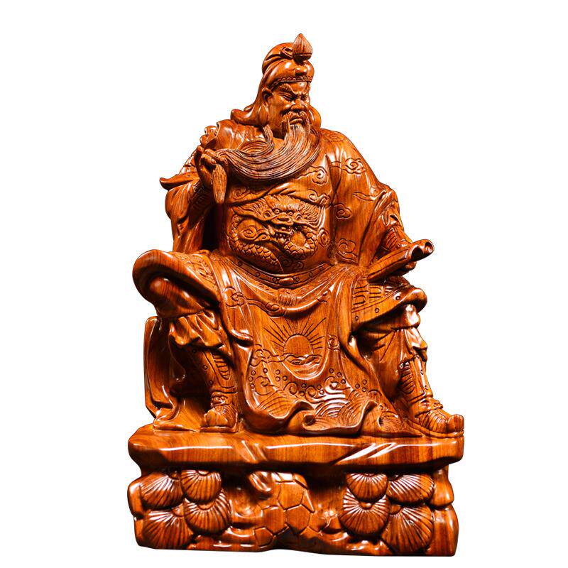 木雕摆件关公实木质雕刻武财神像关羽关二爷家居店铺供奉乔迁礼品