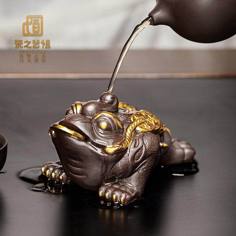 紫砂茶宠可养摆件可养金蝉招财茶台配件茶桌蟾蜍精品茶道茶具茶玩