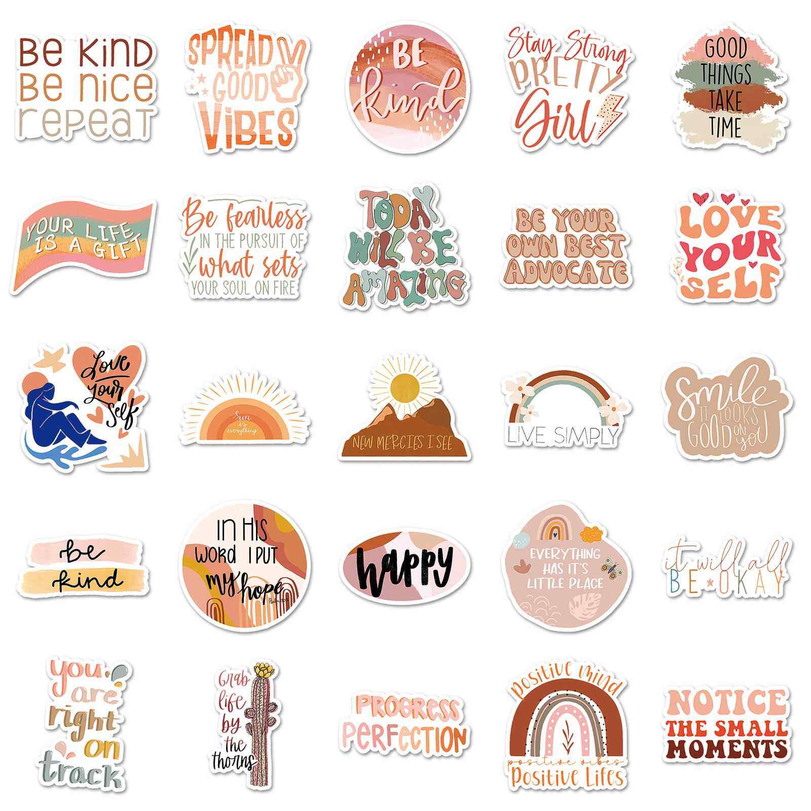 直销新款50张波西米亚风励志英文个性跨境文字标语装饰水杯行李箱