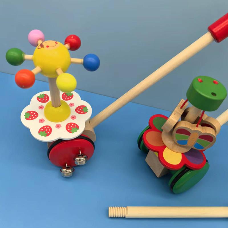 宝宝0-1-2岁卡通幼儿学步车动物手推车学行玩具 儿童木质推推乐