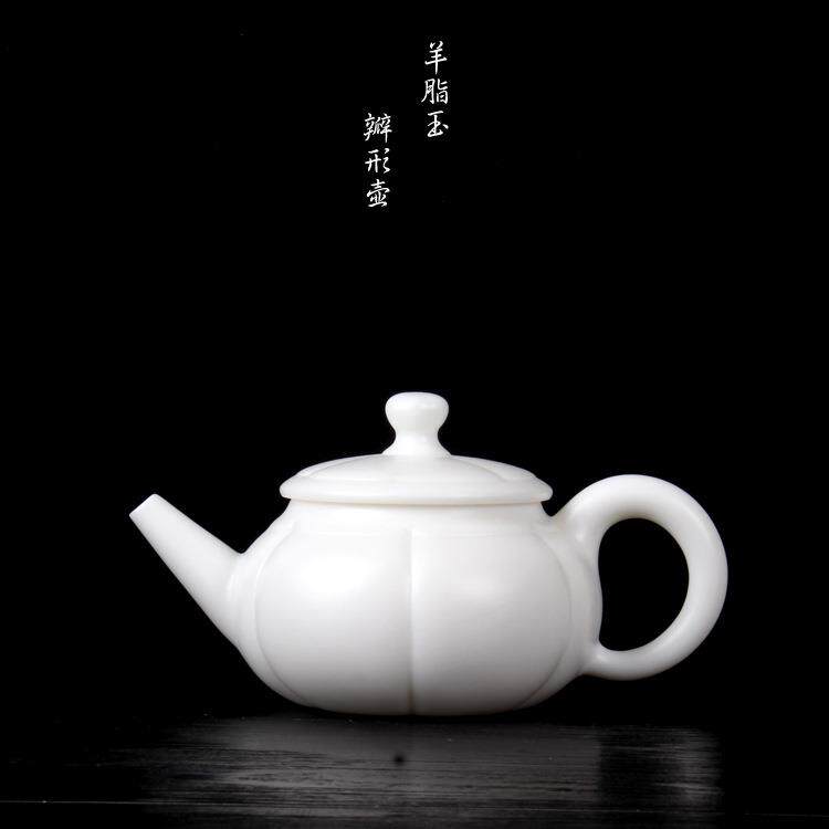 高档羊脂玉瓷瓣形壶德化茶具中国白茶壶陶瓷大号码单壶白瓷茶器