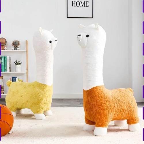 网羊驼座QUI凳意客厅创板凳羊红驼座椅家摆用件儿童凳子卡通动物