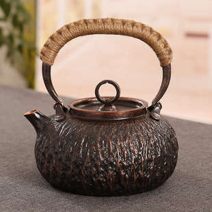 纯手工红铜壶紫铜烧水壶一张打纯铜茶壶1L容量煮茶壶无涂层煮茶器