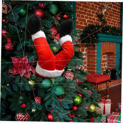 Stuffed door Santa Elf Legs Christmas decoration