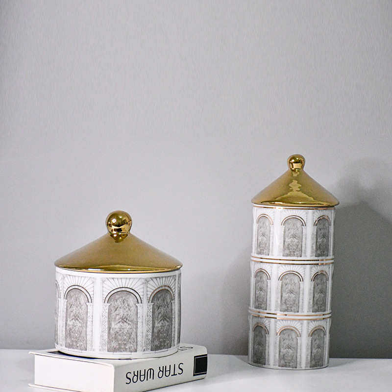 欧式轻奢罗马创意纹陶瓷盖罐样板间酒店酒柜书柜装饰软装花瓶摆件,家居饰品,花瓶,淘宝优惠券,粉丝福利购,淘宝优惠卷