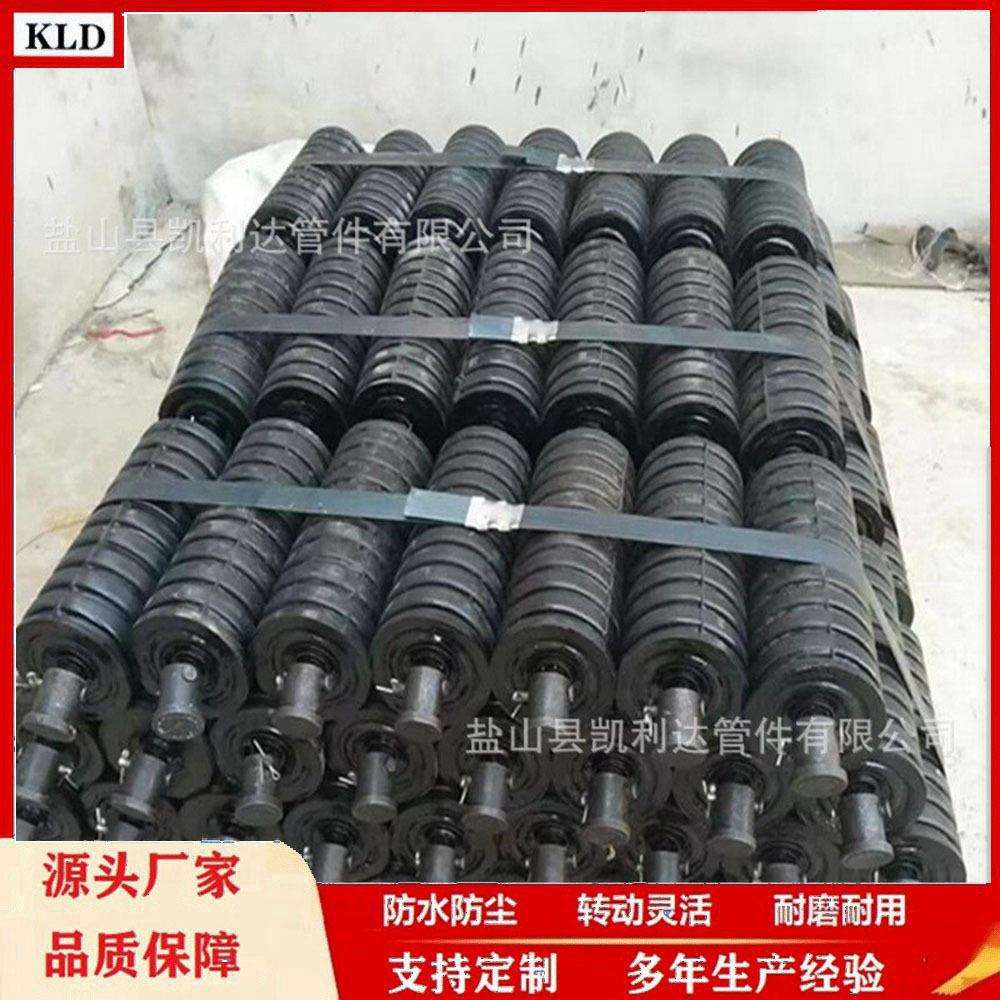 重型缓冲托辊组胶辊缓冲橡胶上托辊组橡胶圈式缓冲托辊铸胶托辊