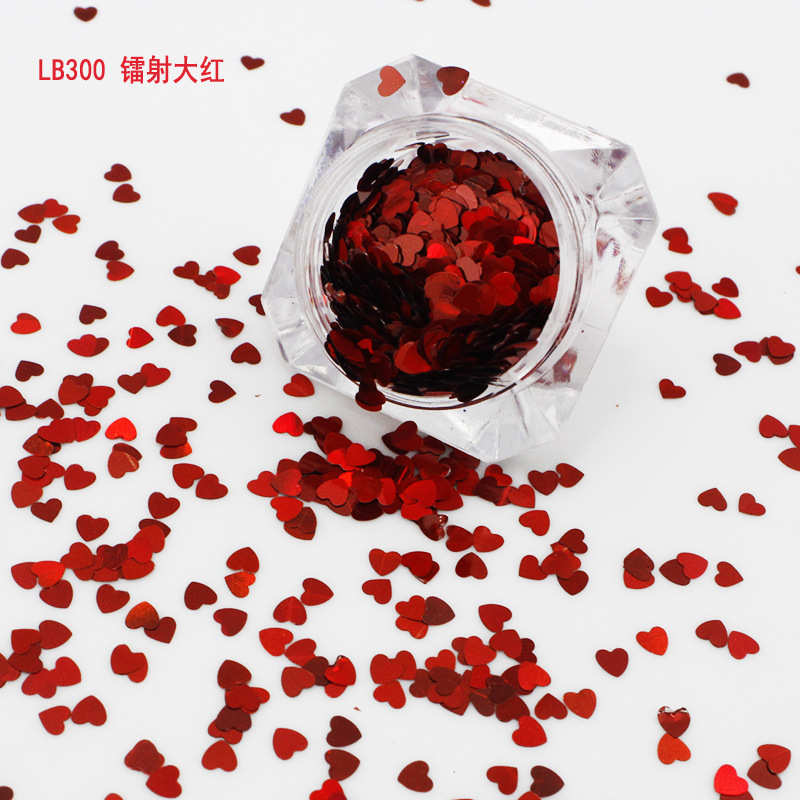 丽彩多美甲亮片爱心形金葱片指甲饰品DIY心形镭射金葱粉珠光系列