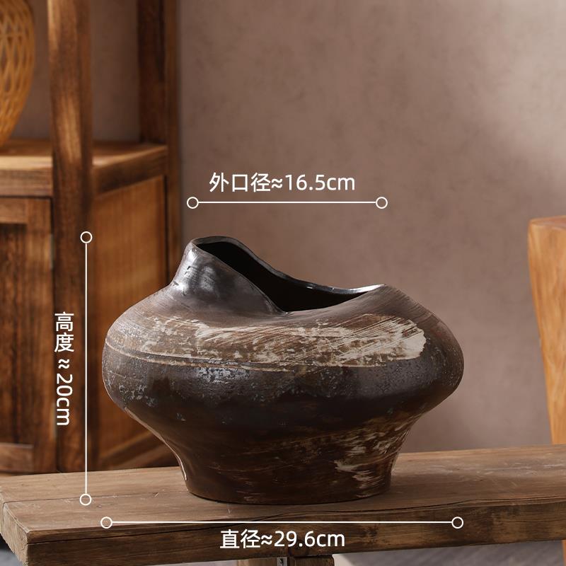 正品景德镇陶瓷花瓶覆古摆件花花器燥客厅诧装饰中古寂风花器插花