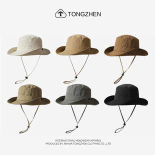 纯色速干渔夫帽防紫外线遮阳帽男女户外薄款 四季 西部牛仔登山帽子