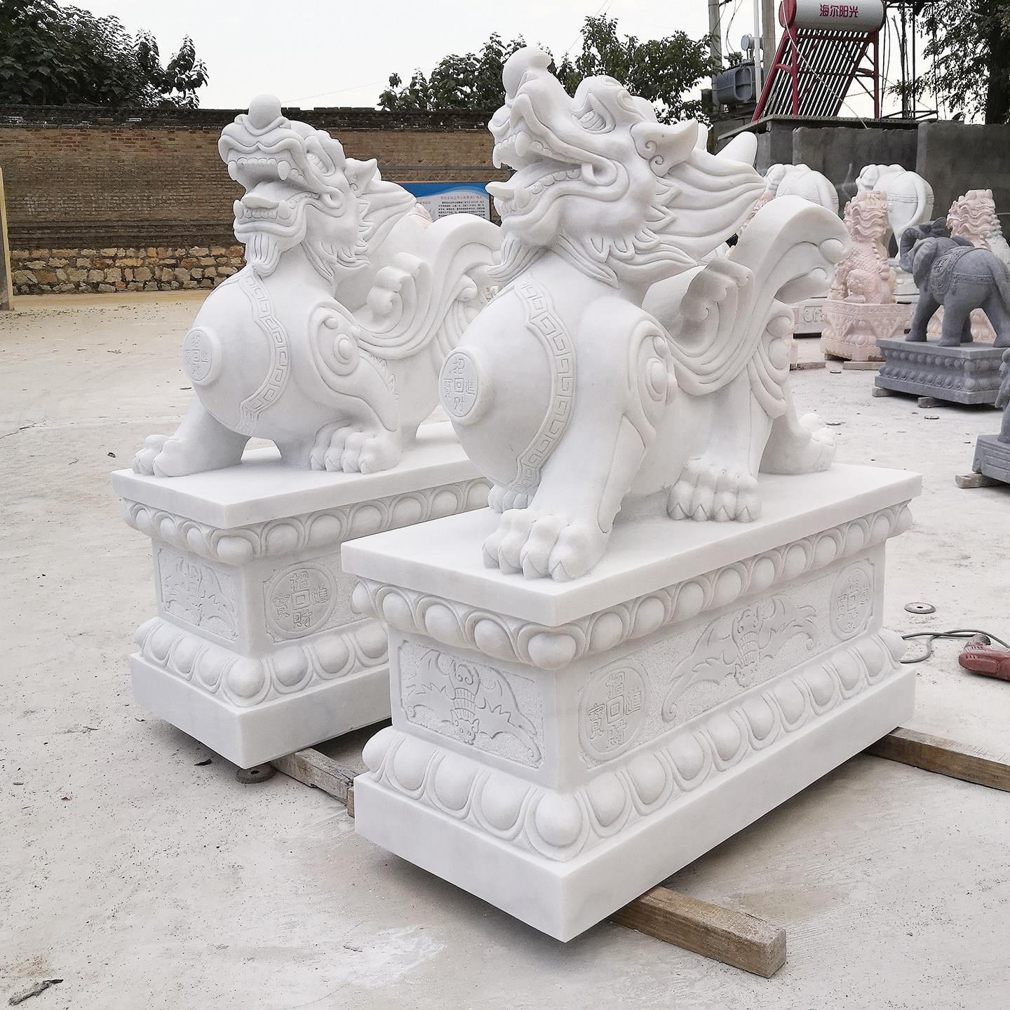 石雕貔貅一对汉白玉青石别墅庭院门口招财镇宅摆件家用门口貔貅