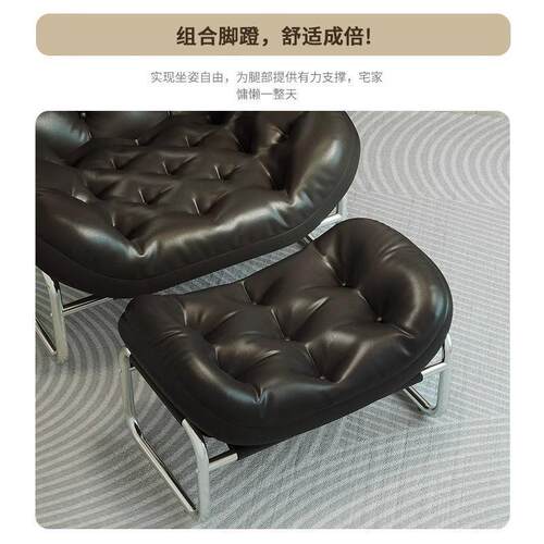 懒人沙发客厅休闲午睡沙发椅小户型阳台中古风格可躺椅子轻奢风