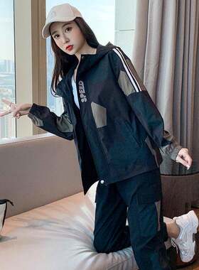潮牌休闲运动服套装女2026年春秋新款时尚迷彩宽松洋派减龄两件套