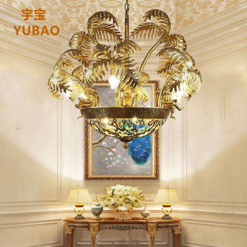 全铜法式吊灯椰树叶猴子个性复古室内客厅卧室书房餐厅玄关门厅灯